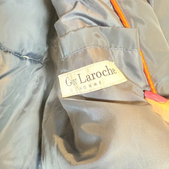 Guy Laroche Homme Navy Puffer Jacket | Size Large | Down Blend Quilted Coat - Picture 3 of 7